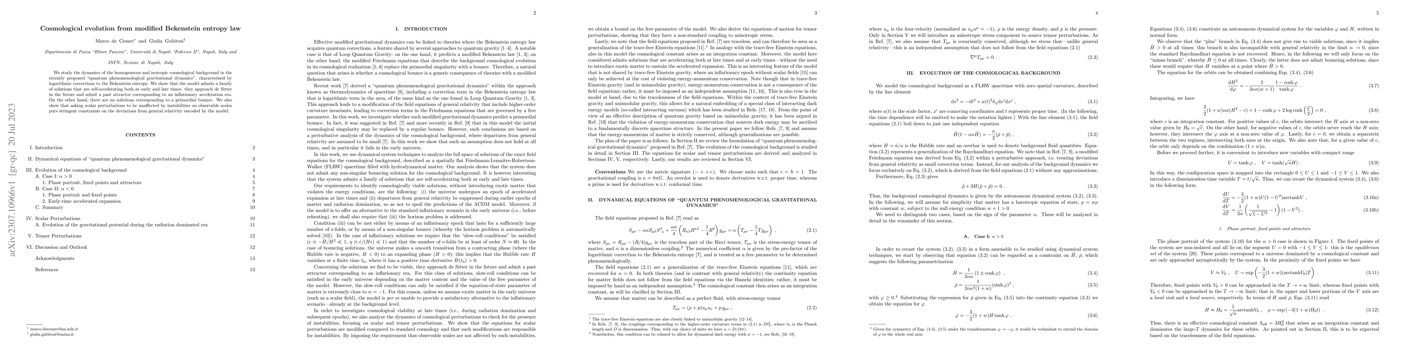 Thumbnail for Cosmological evolution from modified Bekenstein entropy law