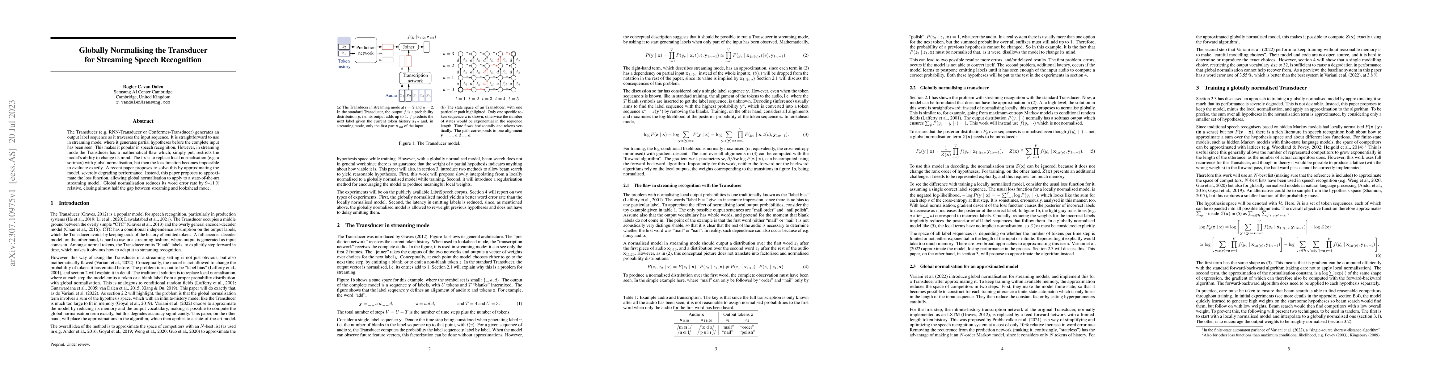 Thumbnail for Globally Normalising the Transducer for Streaming Speech Recognition