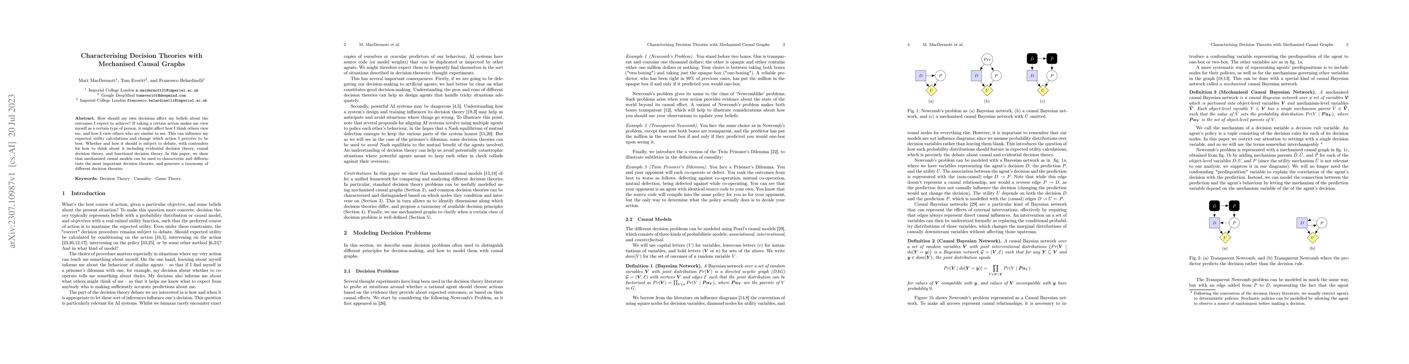 Thumbnail for Characterising Decision Theories with Mechanised Causal Graphs