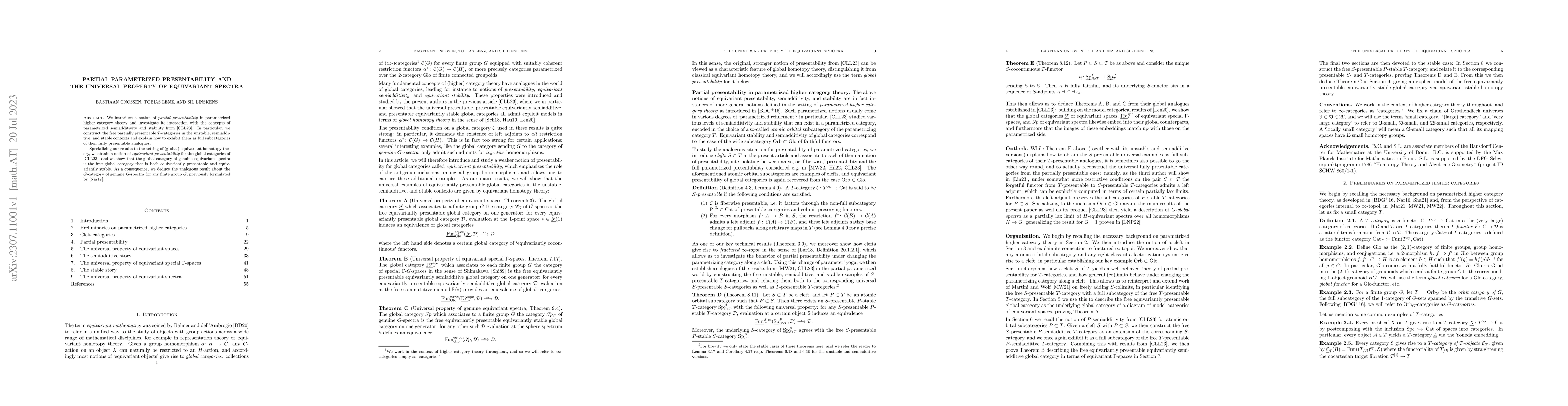 Thumbnail for Partial parametrized presentability and the universal property of
  equivariant spectra