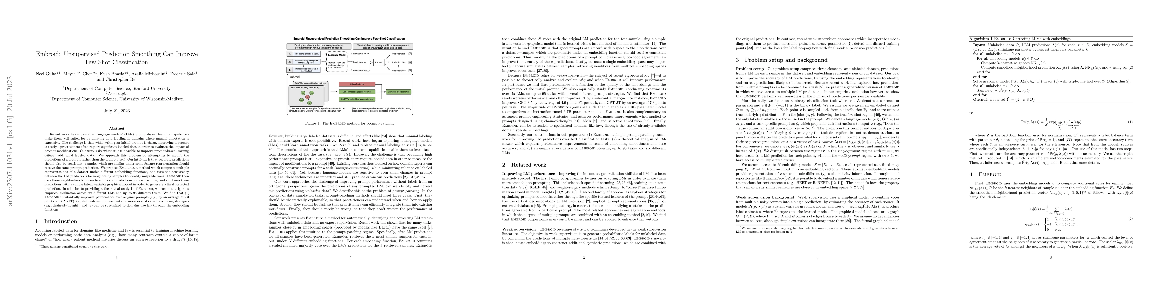 Thumbnail for Embroid: Unsupervised Prediction Smoothing Can Improve Few-Shot
  Classification