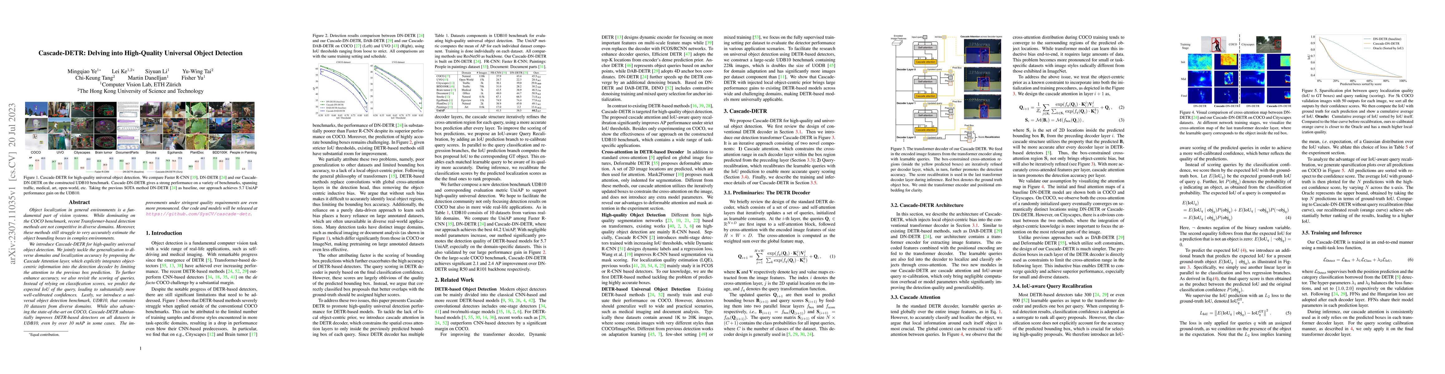 Thumbnail for Cascade-DETR: Delving into High-Quality Universal Object Detection