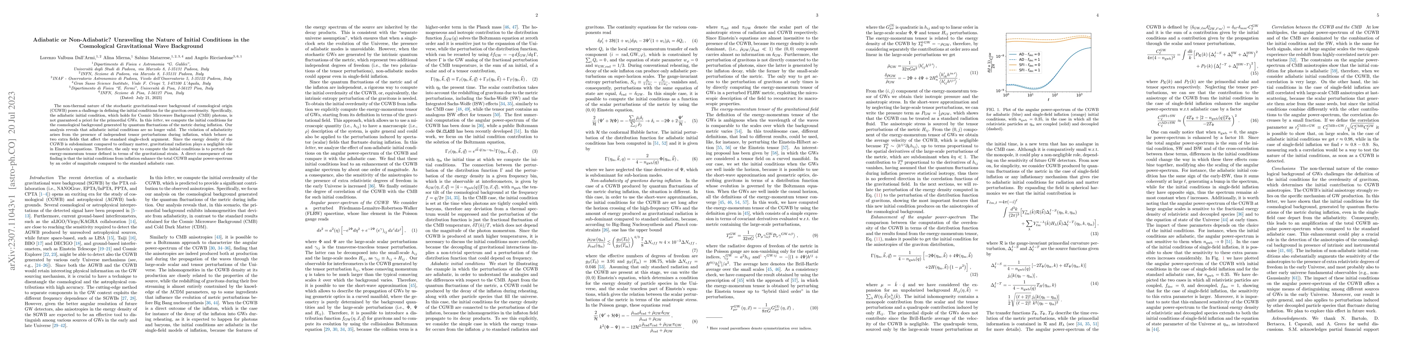 Thumbnail for Adiabatic or Non-Adiabatic? Unraveling the Nature of Initial Conditions
  in the Cosmological Gravitational Wave Background