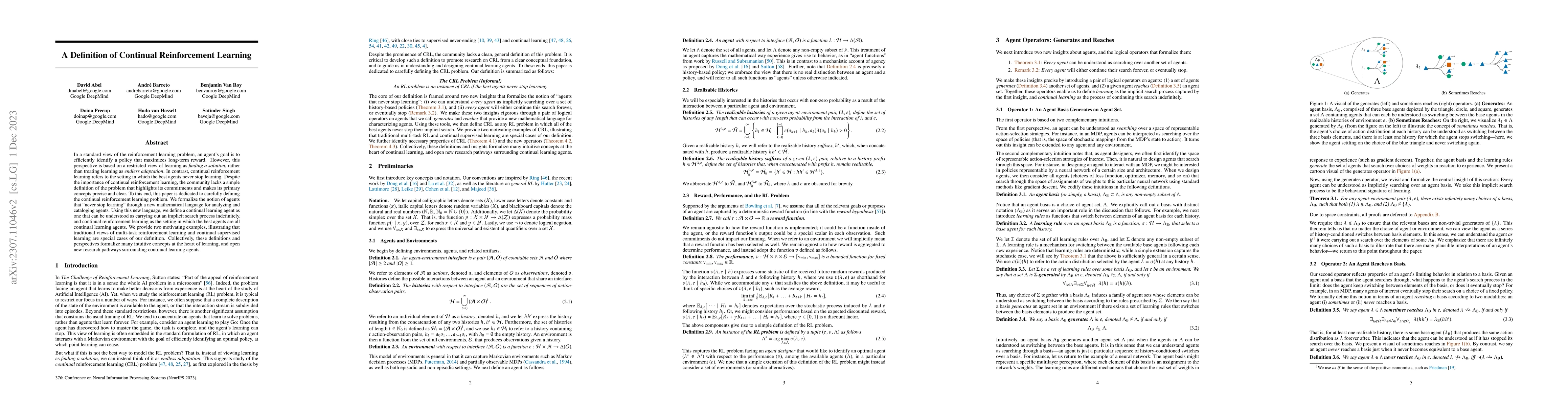 Thumbnail for A Definition of Continual Reinforcement Learning