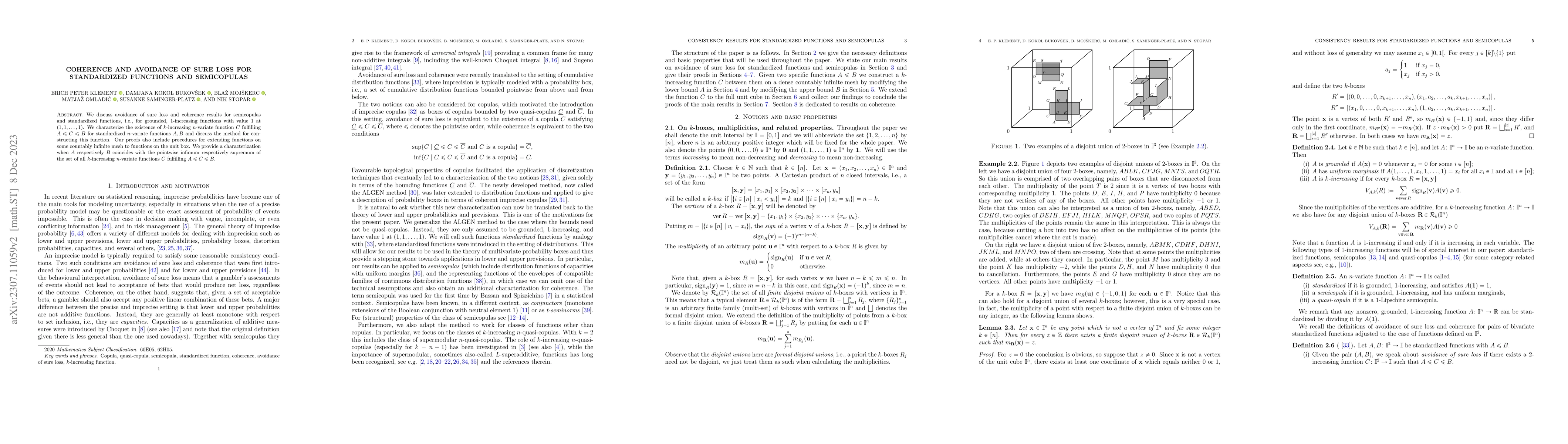 Thumbnail for Coherence and avoidance of sure loss for standardized functions and
  semicopulas