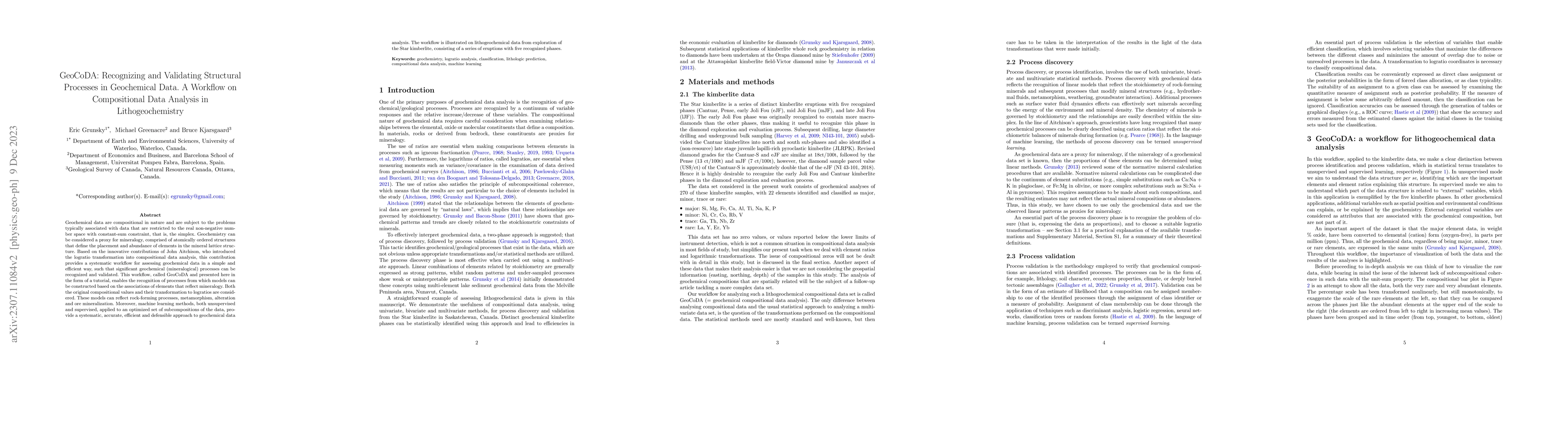 Thumbnail for GeoCoDA: Recognizing and Validating Structural Processes in Geochemical
  Data. A Workflow on Compositional Data Analysis in Lithogeochemistry