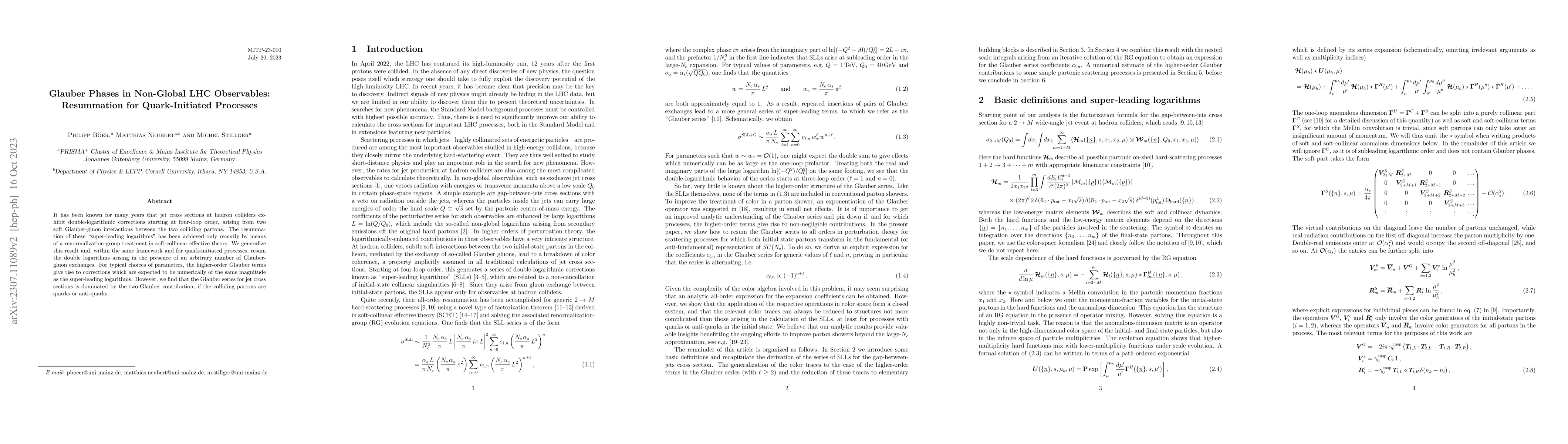Thumbnail for Glauber Phases in Non-Global LHC Observables: Resummation for
  Quark-Initiated Processes