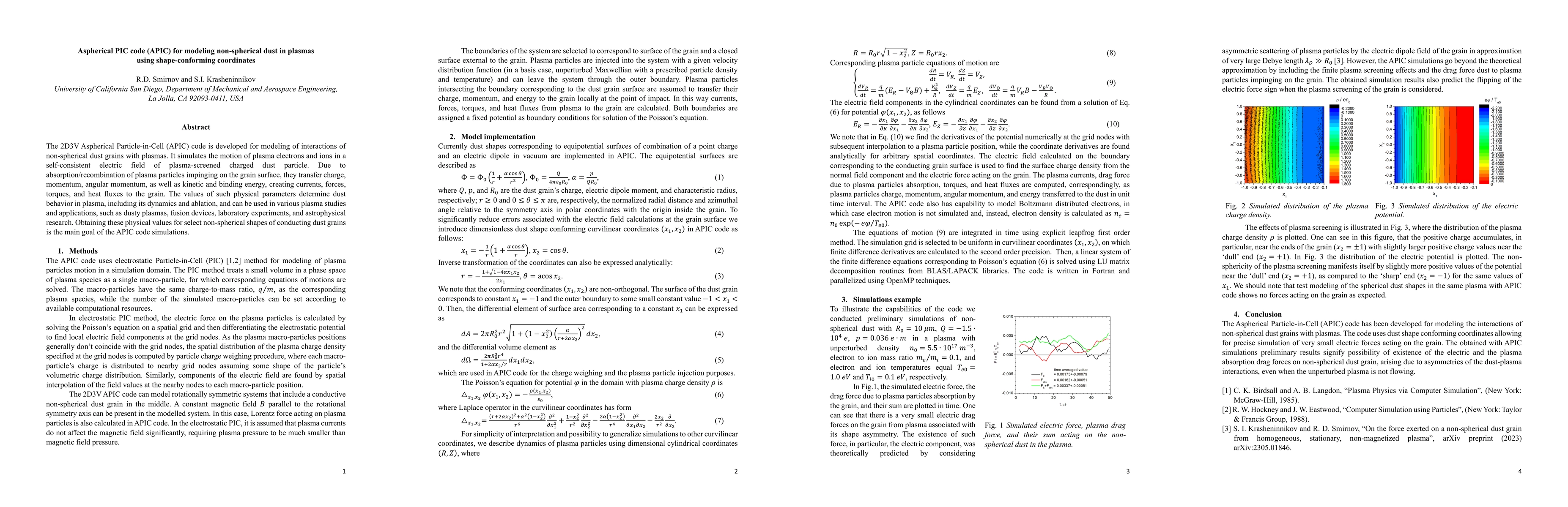 Thumbnail for Aspherical PIC code (APIC) for modeling non-spherical dust in plasmas
  using shape-conforming coordinates