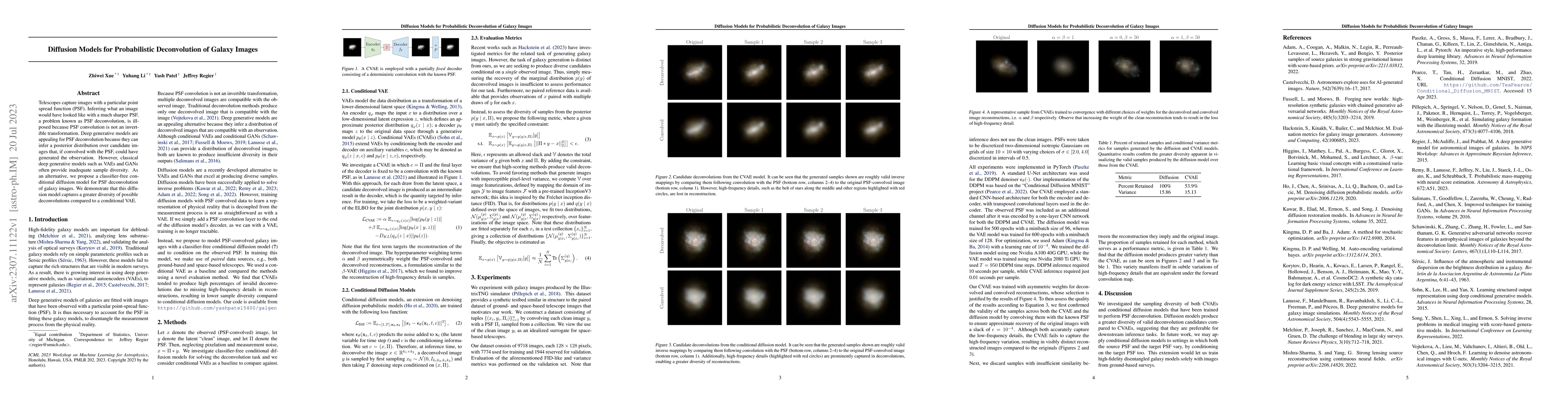 Thumbnail for Diffusion Models for Probabilistic Deconvolution of Galaxy Images
