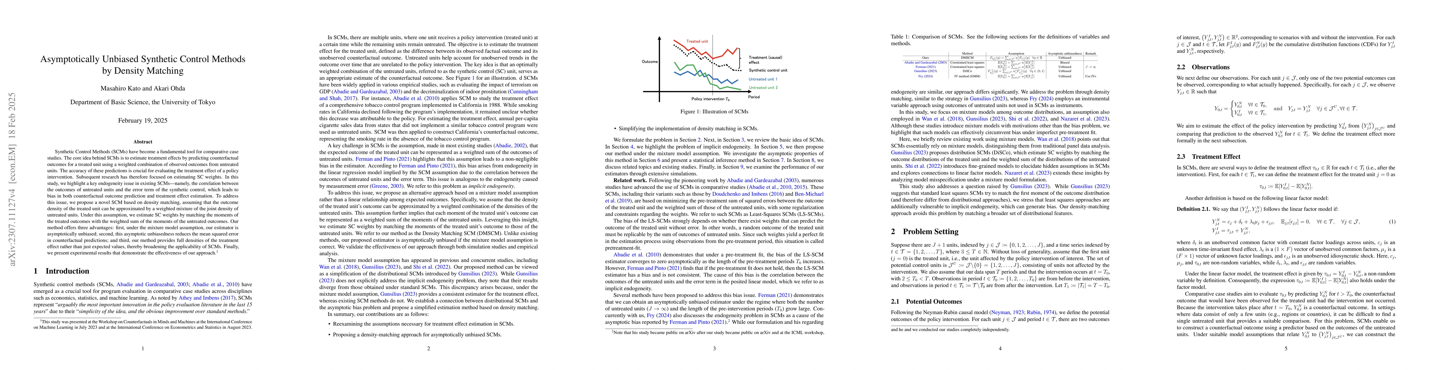 Thumbnail for Asymptotically Unbiased Synthetic Control Methods by Distribution
  Matching