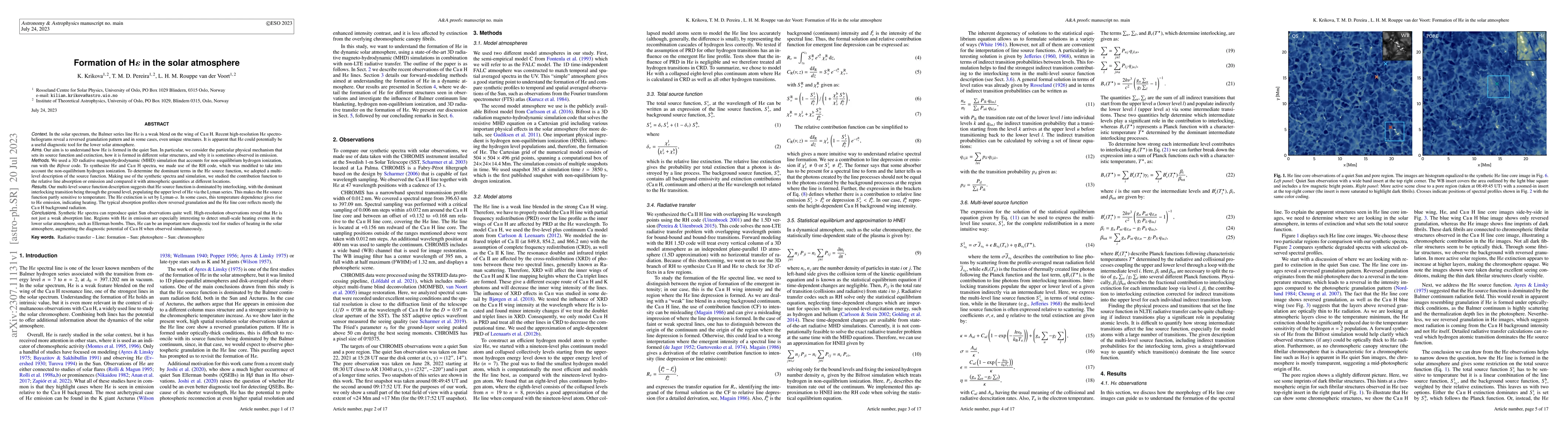 Thumbnail for Formation of H${\epsilon}$ in the solar atmosphere