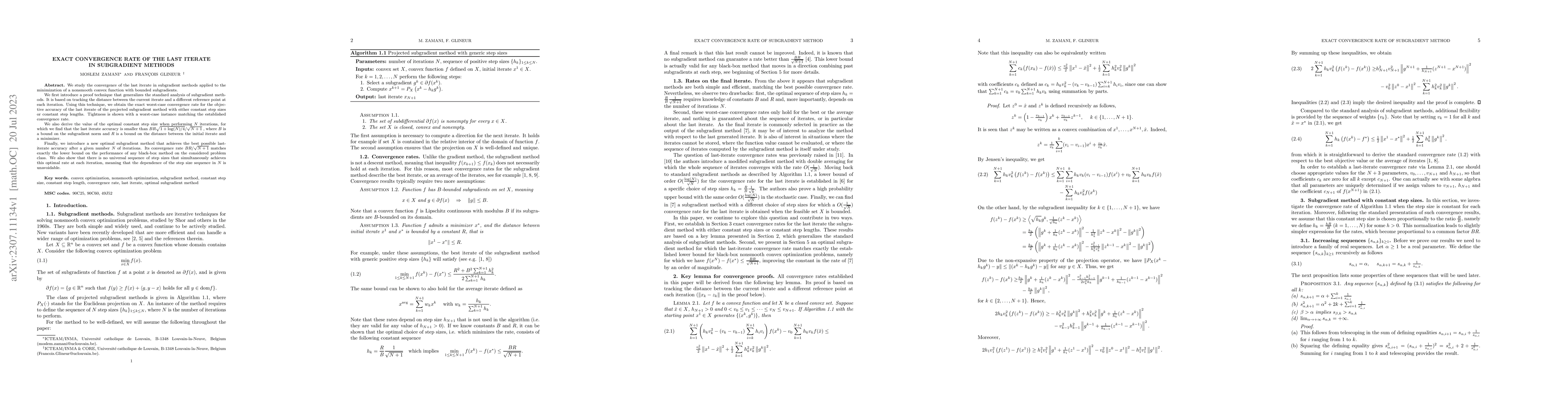 Thumbnail for Exact convergence rate of the last iterate in subgradient methods