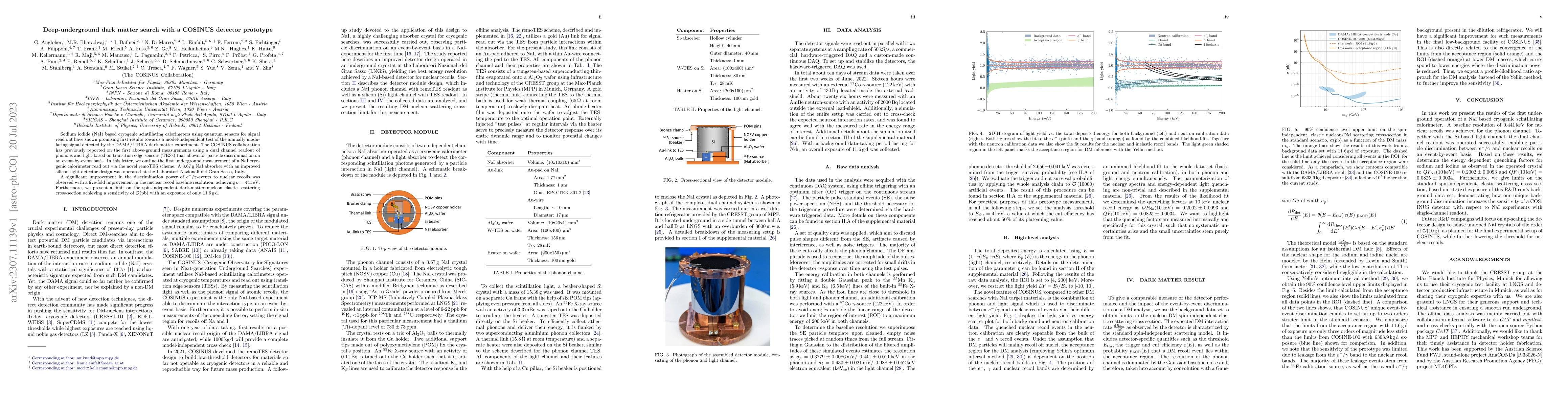 Thumbnail for Deep-underground dark matter search with a COSINUS detector prototype