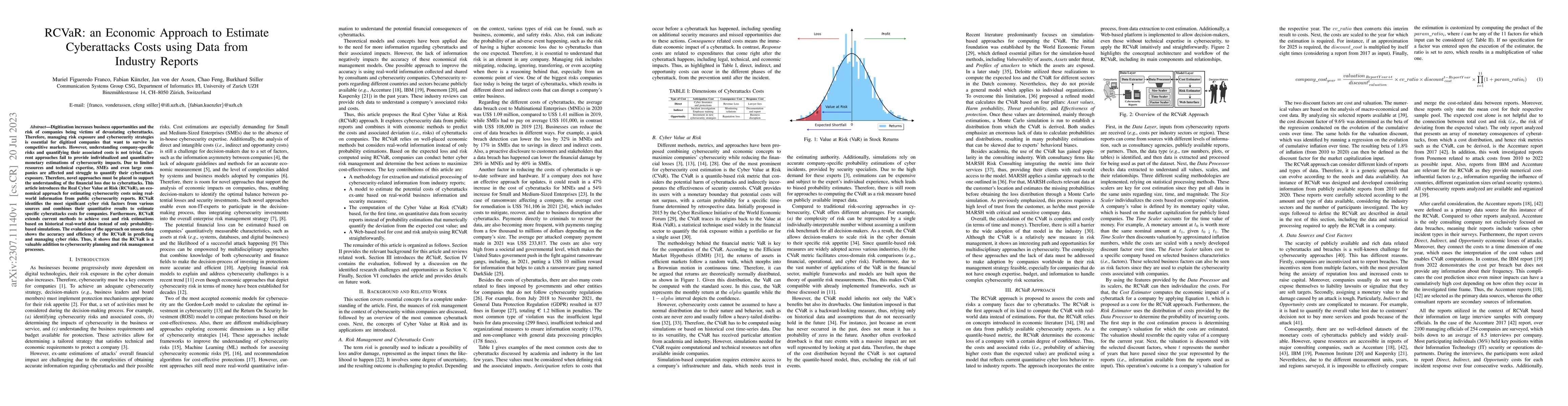 Thumbnail for RCVaR: an Economic Approach to Estimate Cyberattacks Costs using Data
  from Industry Reports
