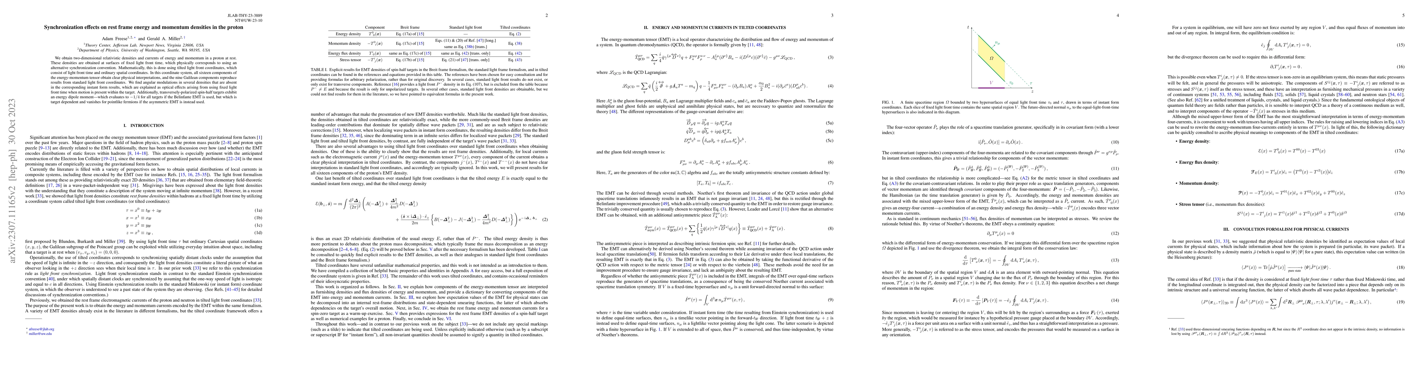 Thumbnail for Synchronization effects on rest frame energy and momentum densities in
  the proton
