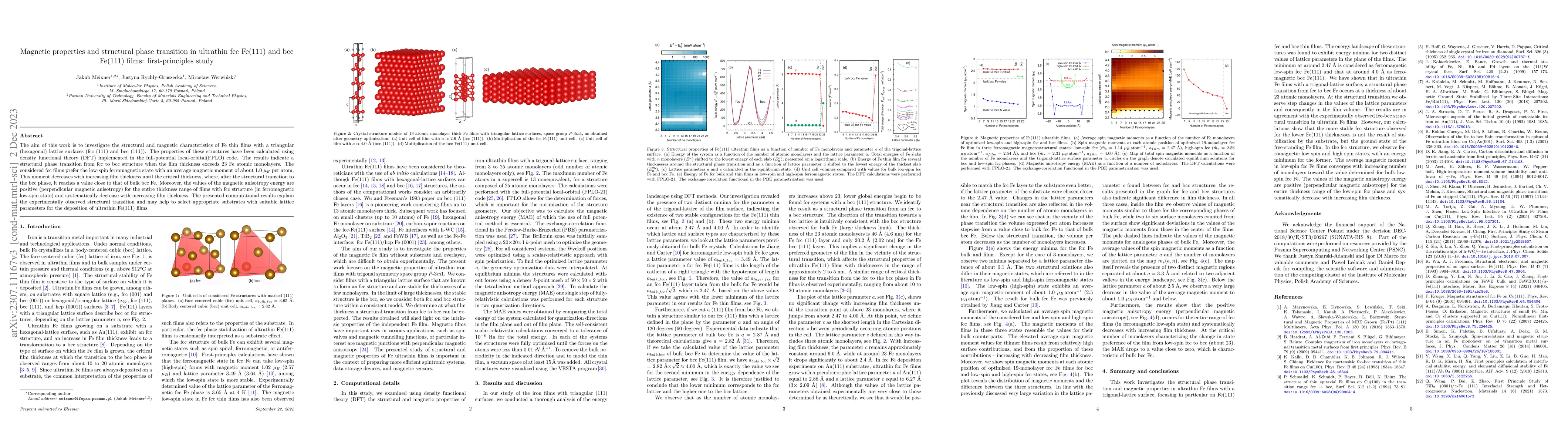 Thumbnail for Magnetic properties and structural phase transition in ultrathin fcc Fe
  (111) and bcc Fe (111) films: first-principles study