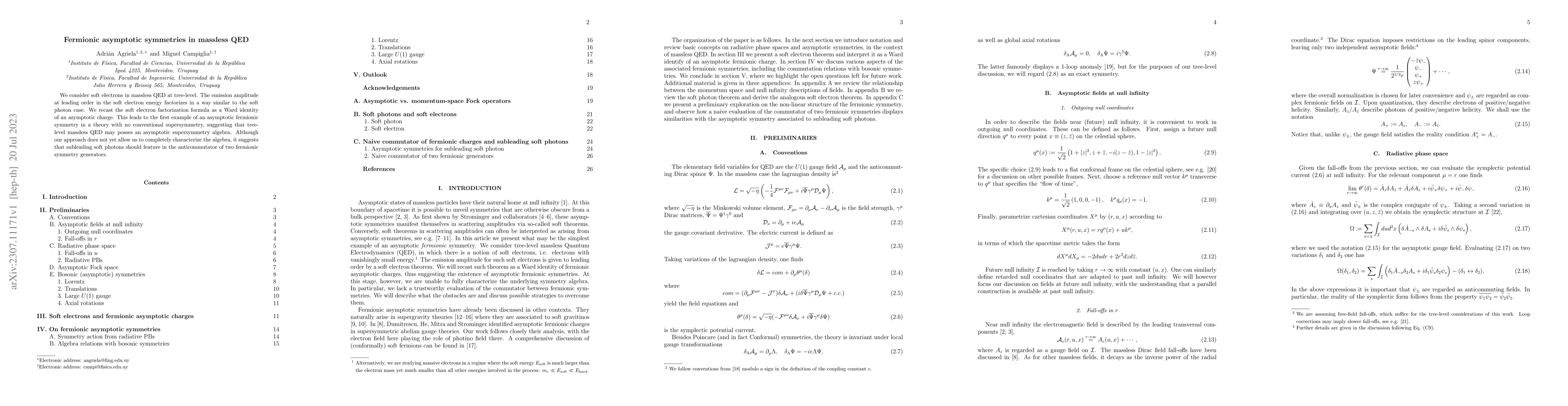 Thumbnail for Fermionic asymptotic symmetries in massless QED