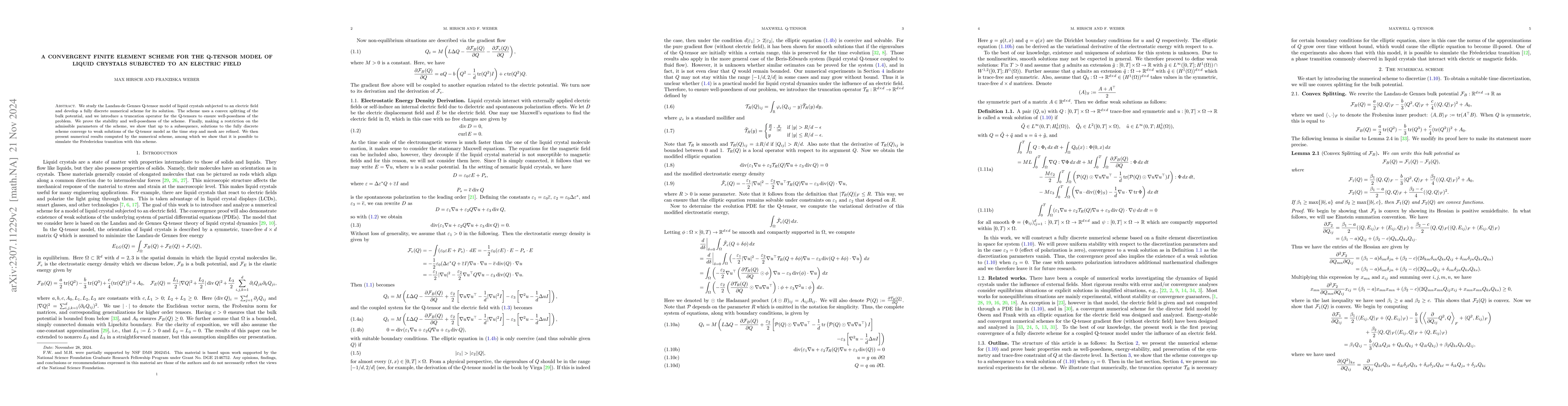 Thumbnail for A Convergent Finite Element Scheme for the Q-Tensor Model of Liquid
  Crystals Subjected to an Electric Field