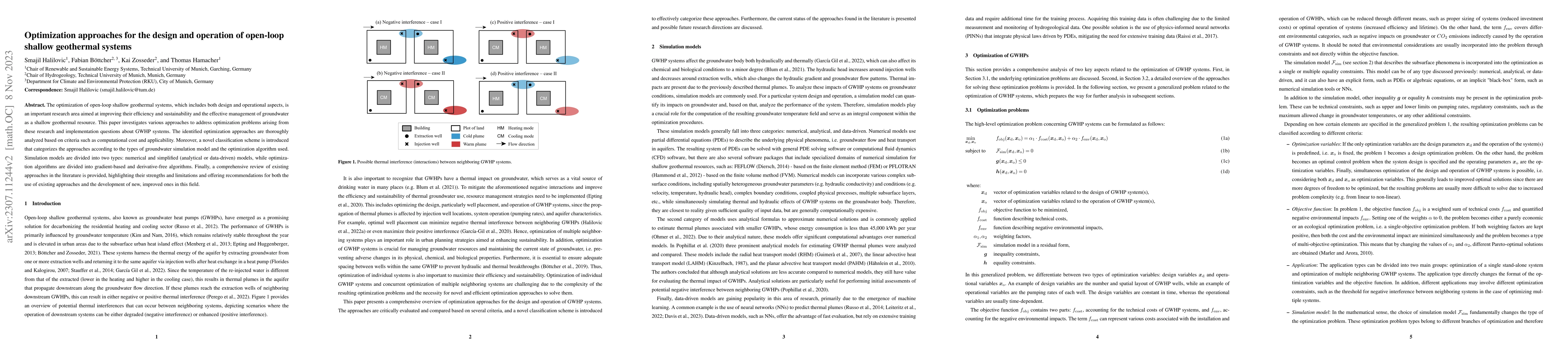 Thumbnail for Optimization approaches for the design and operation of open-loop
  shallow geothermal systems