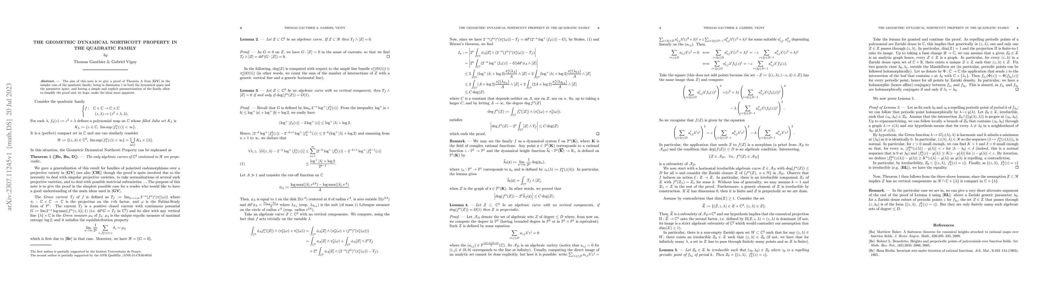 Thumbnail for The Geometric Dynamical Northcott Property in the quadratic family