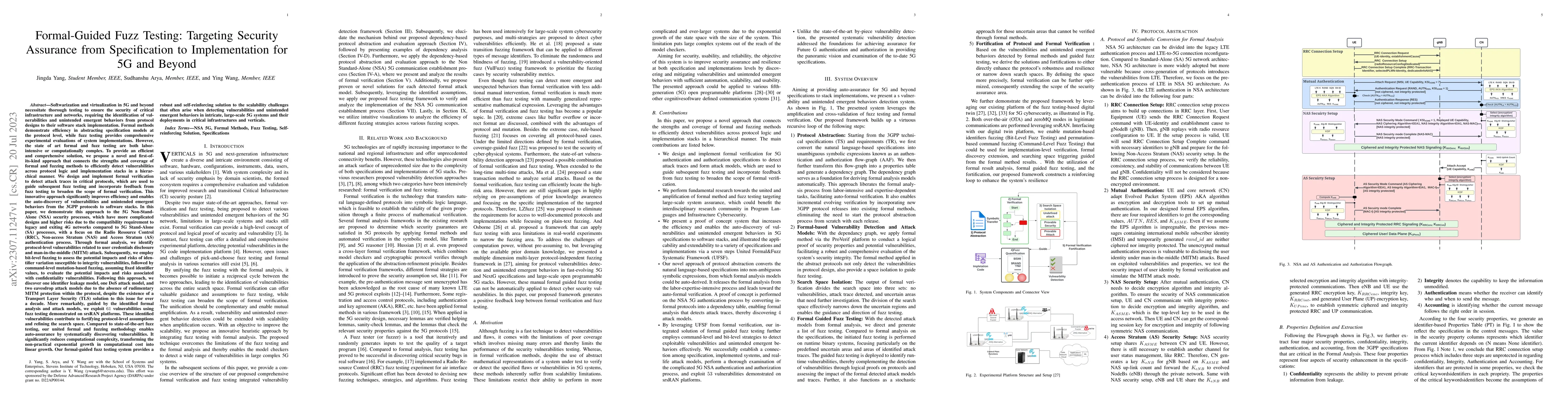 Thumbnail for Formal-Guided Fuzz Testing: Targeting Security Assurance from
  Specification to Implementation for 5G and Beyond