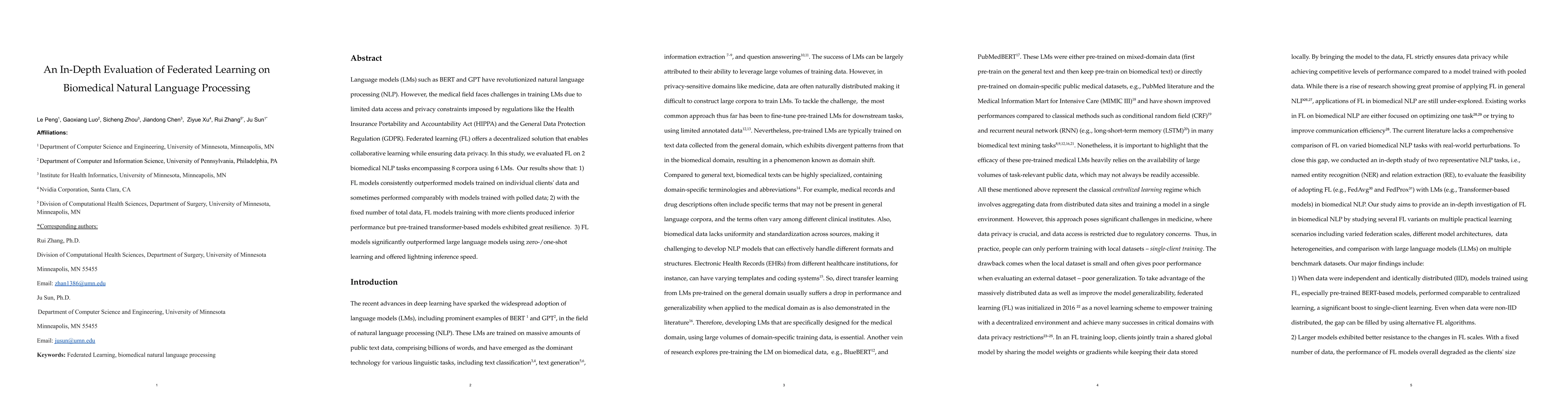 Thumbnail for An In-Depth Evaluation of Federated Learning on Biomedical Natural
  Language Processing