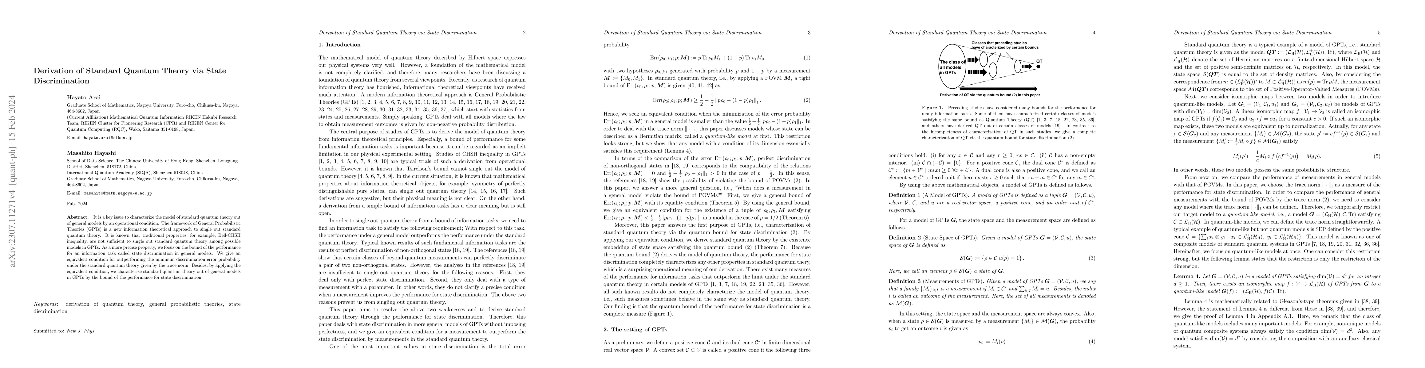 Thumbnail for Derivation of Standard Quantum Theory via State Discrimination