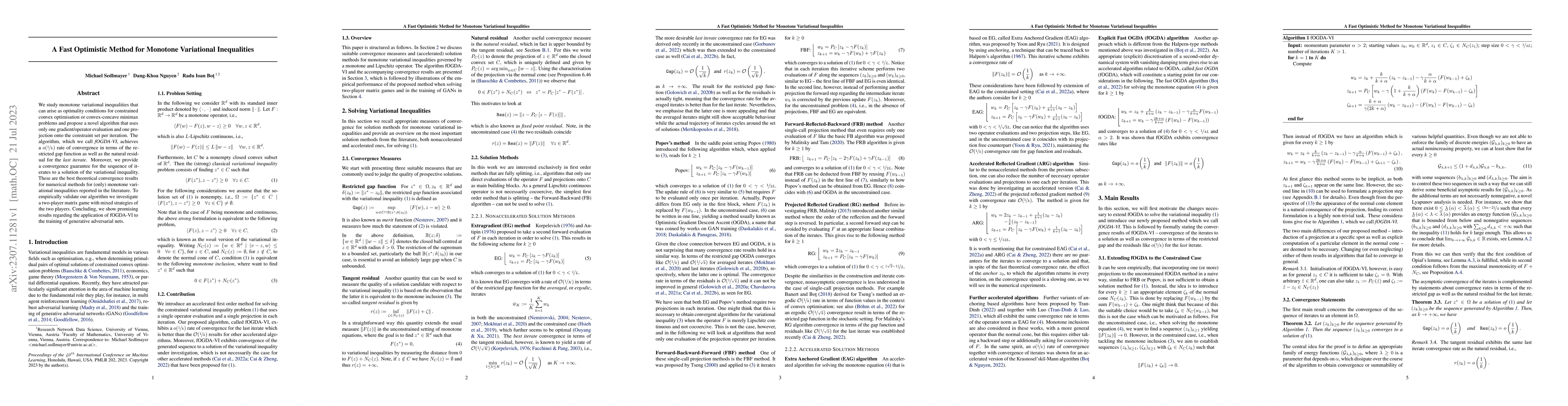 Thumbnail for A Fast Optimistic Method for Monotone Variational Inequalities