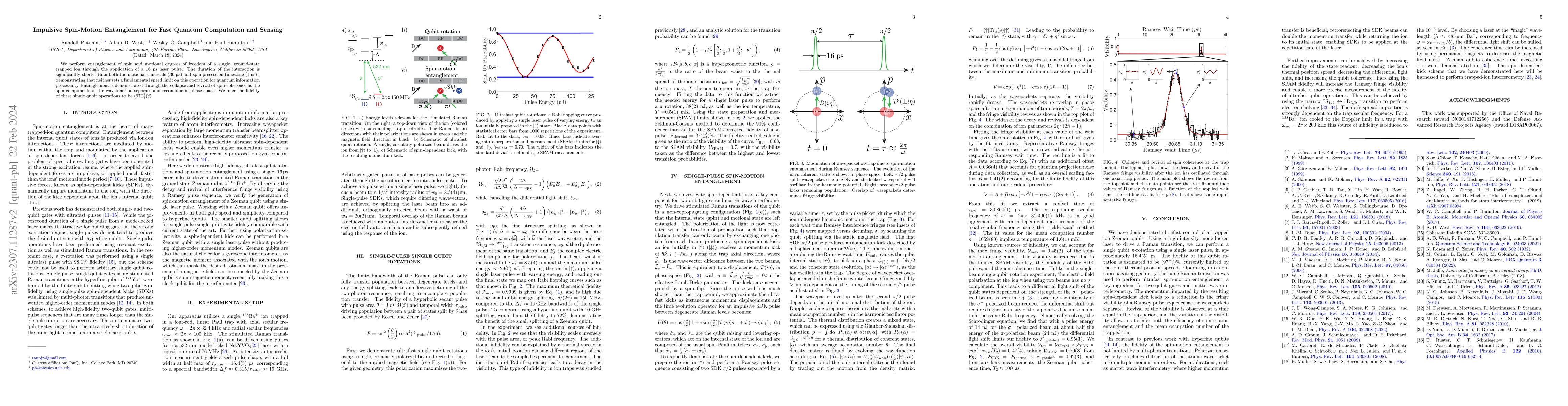 Thumbnail for Impulsive Spin-Motion Entanglement for Fast Quantum Computation and
  Sensing