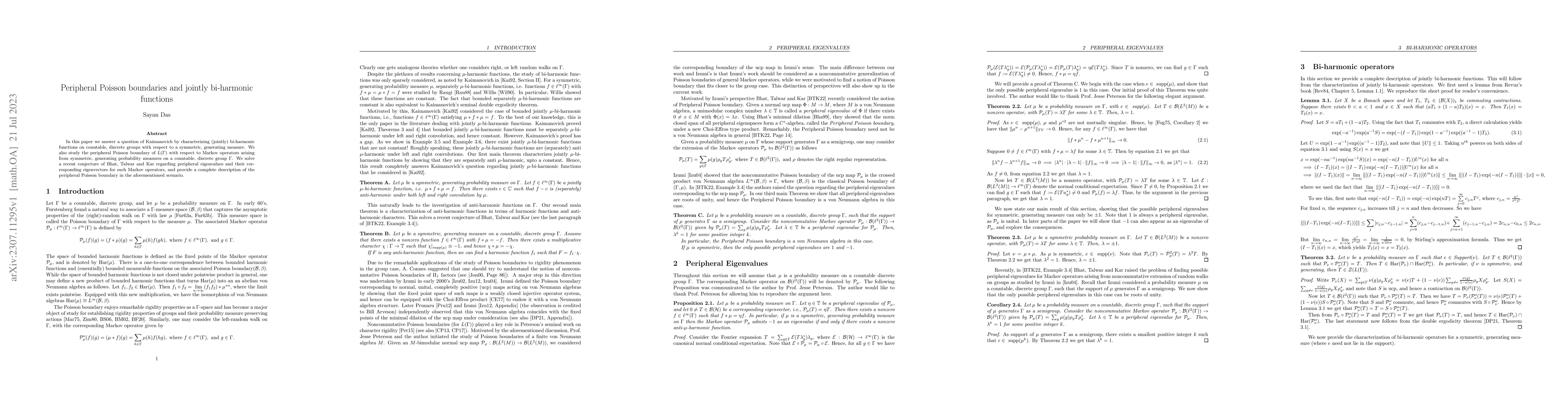 Thumbnail for Peripheral Poisson boundaries and jointly bi-harmonic functions
