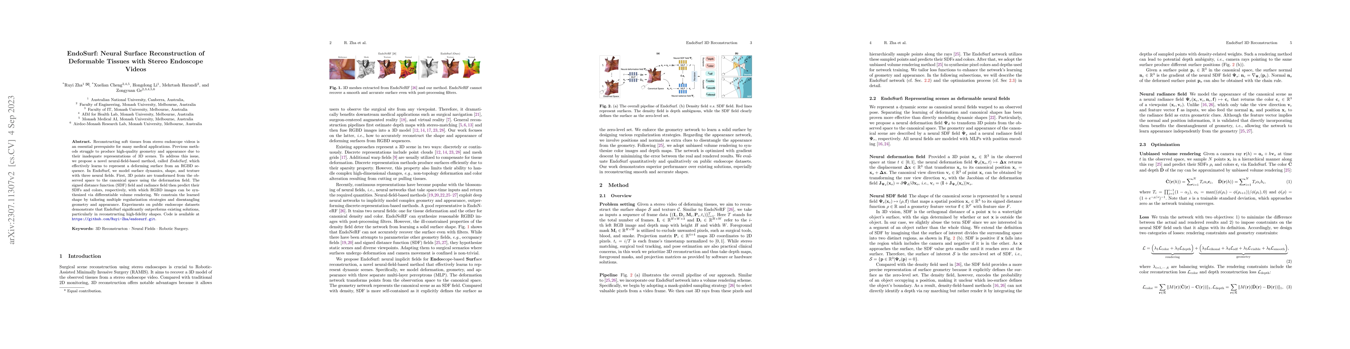 Thumbnail for EndoSurf: Neural Surface Reconstruction of Deformable Tissues with
  Stereo Endoscope Videos