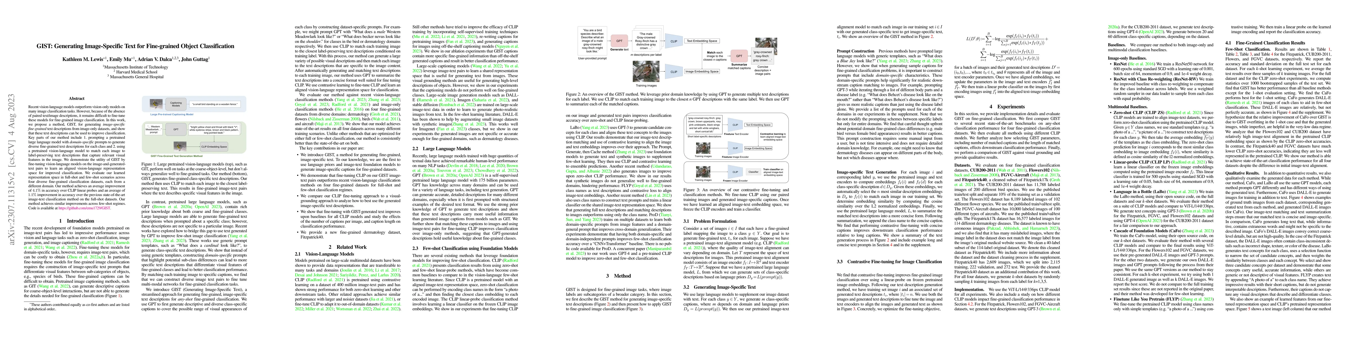 Thumbnail for GIST: Generating Image-Specific Text for Fine-grained Object
  Classification