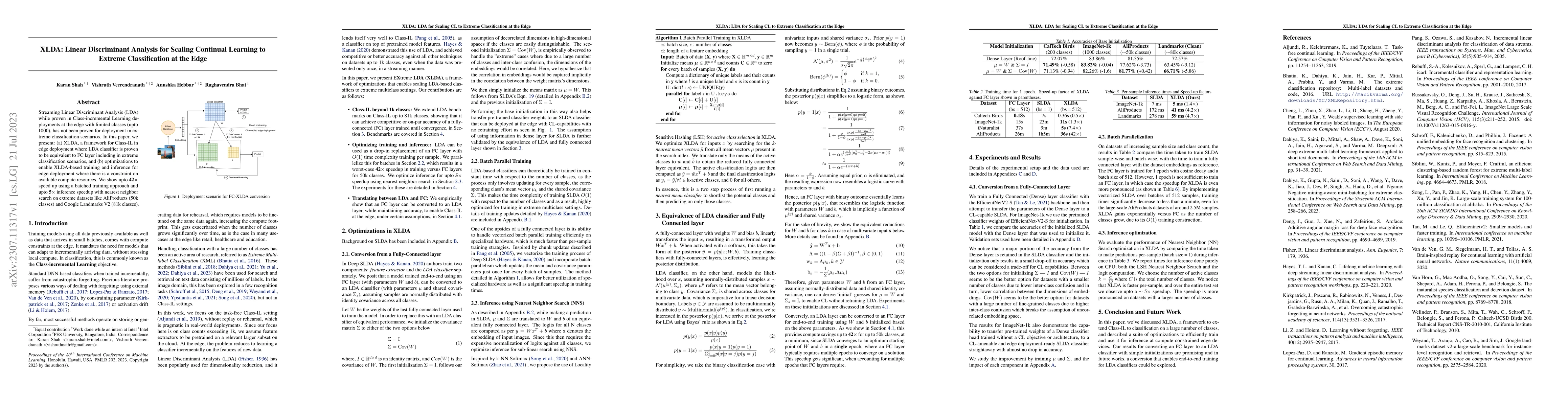 Thumbnail for XLDA: Linear Discriminant Analysis for Scaling Continual Learning to
  Extreme Classification at the Edge