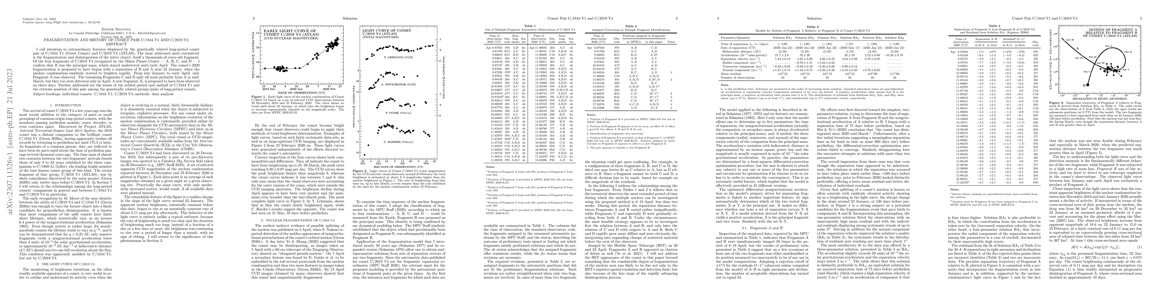 Thumbnail for Fragmentation and History of Comet Pair C/1844 Y1 and C/2019 Y4