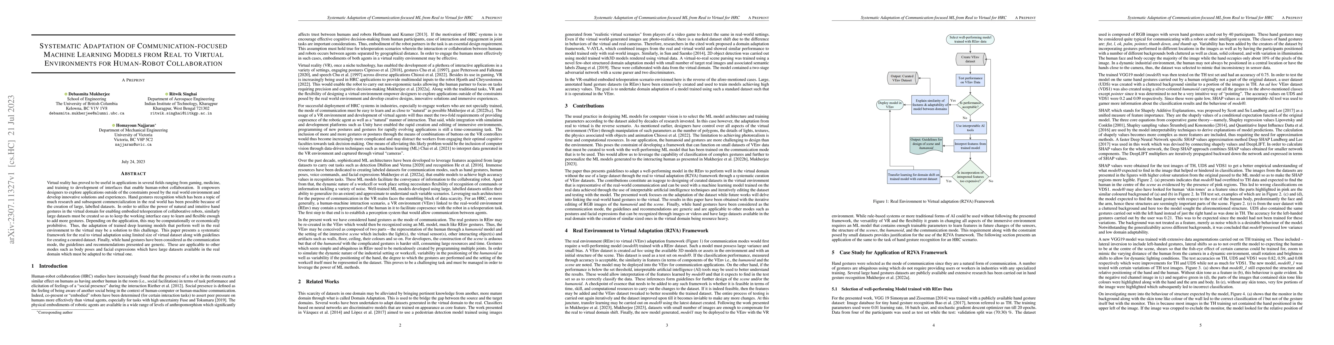 Thumbnail for Systematic Adaptation of Communication-focused Machine Learning Models
  from Real to Virtual Environments for Human-Robot Collaboration
