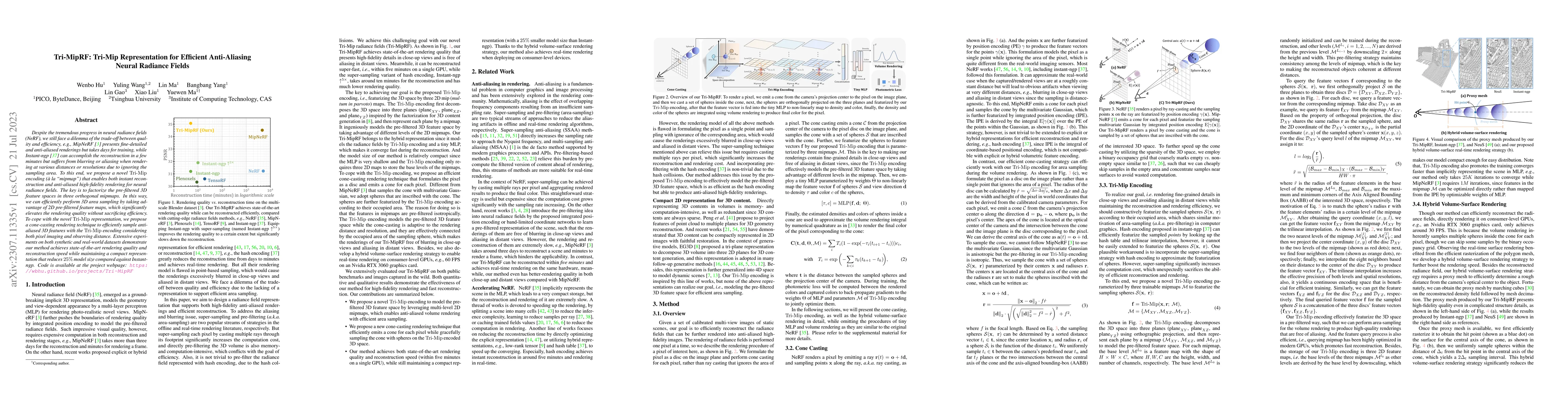 Thumbnail for Tri-MipRF: Tri-Mip Representation for Efficient Anti-Aliasing Neural
  Radiance Fields