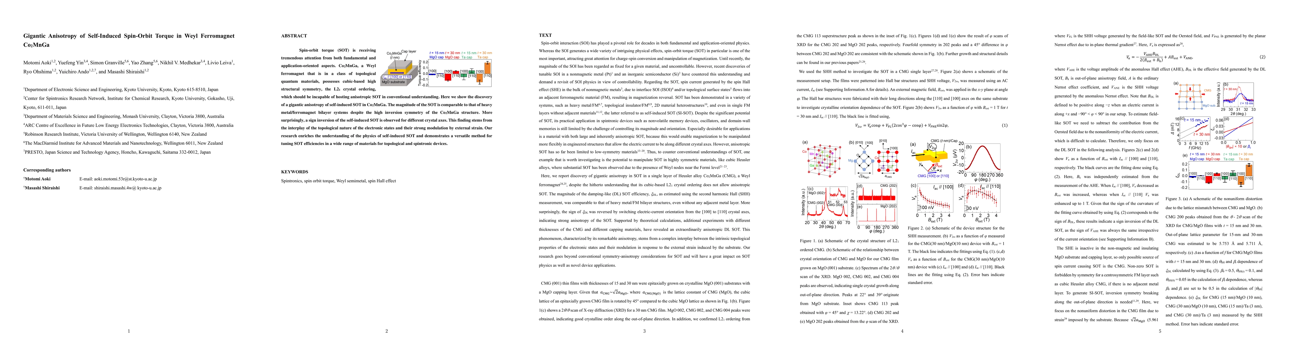 Thumbnail for Gigantic Anisotropy of Self-Induced Spin-Orbit Torque in Weyl
  Ferromagnet Co2MnGa