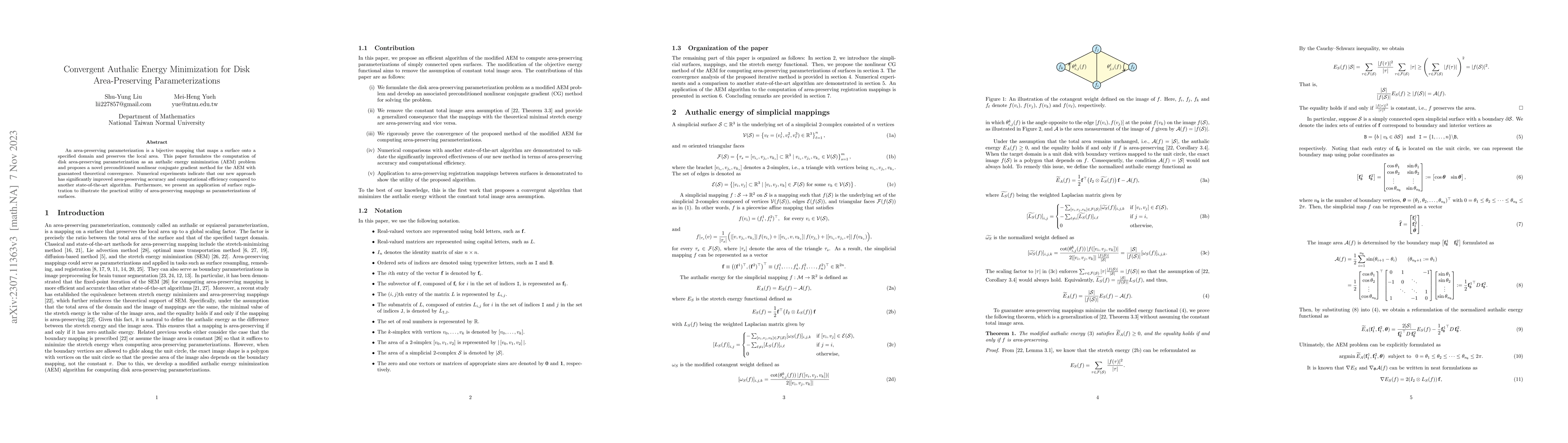 Thumbnail for Convergent Authalic Energy Minimization for Disk Area-Preserving
  Parameterizations