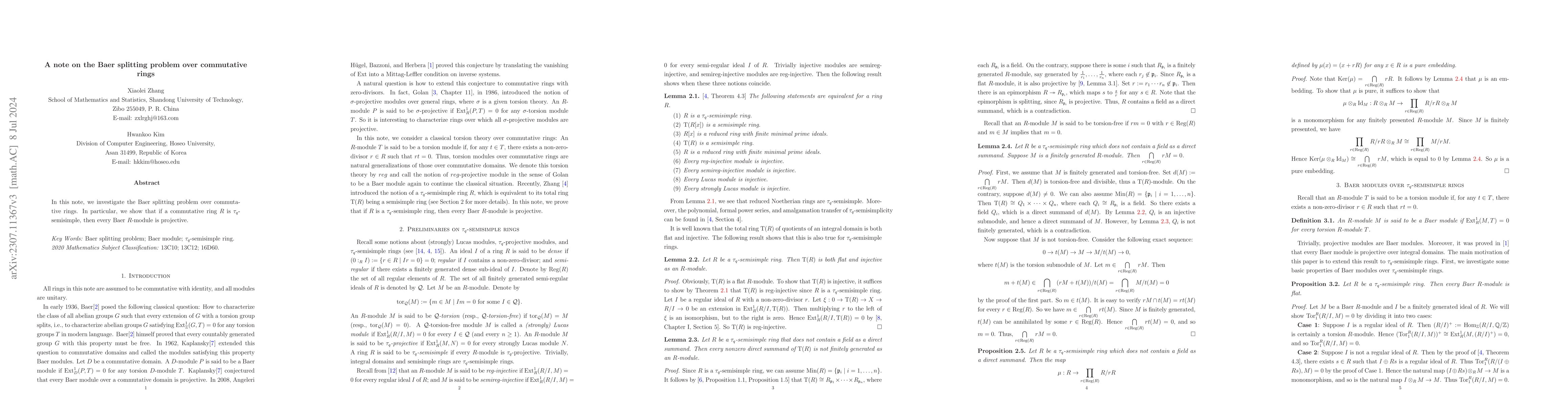 Thumbnail for A note on the Baer splitting problem over commutative rings