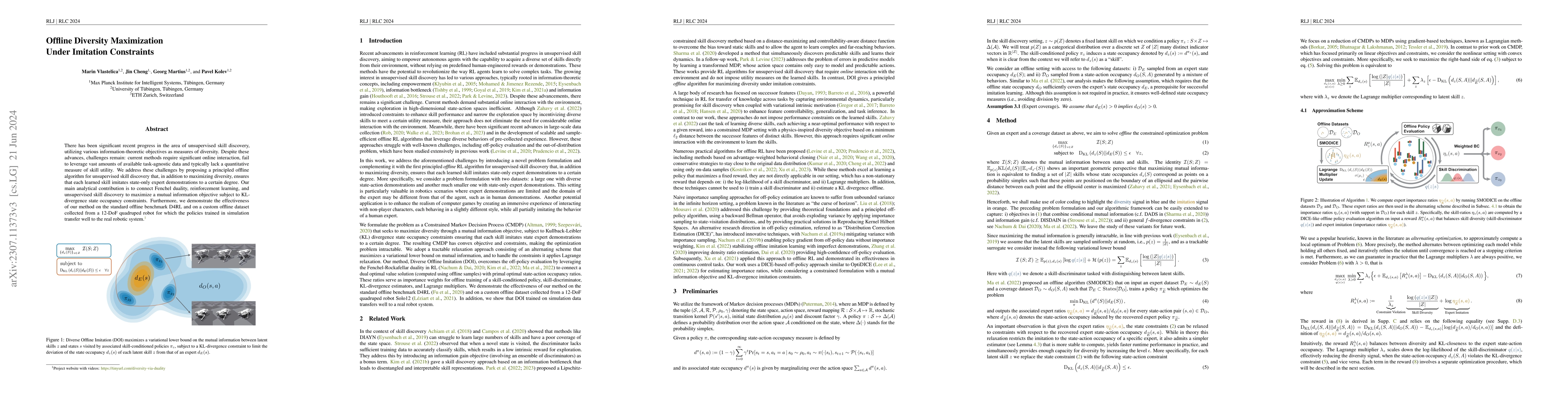 Thumbnail for Offline Diversity Maximization Under Imitation Constraints