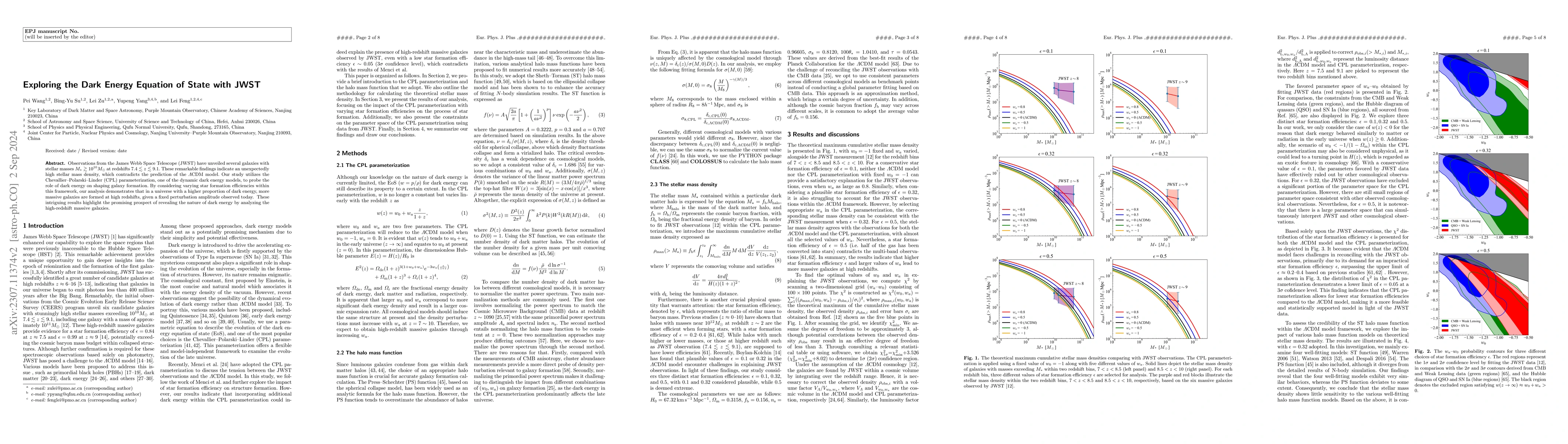 Thumbnail for Exploring the Dark Energy Equation of State with JWST