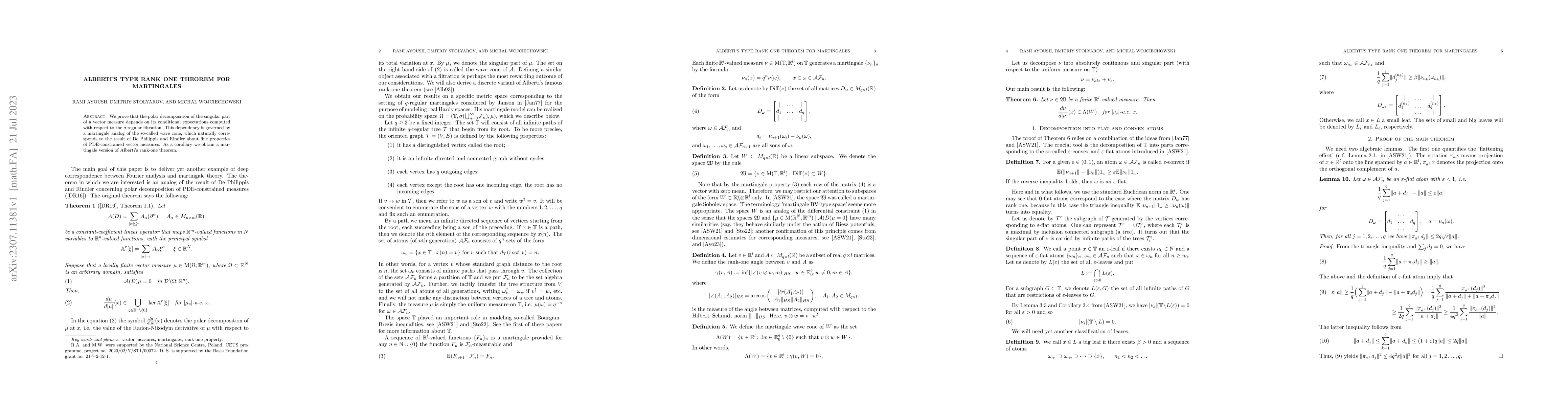 Thumbnail for Alberti's type rank one theorem for martingales