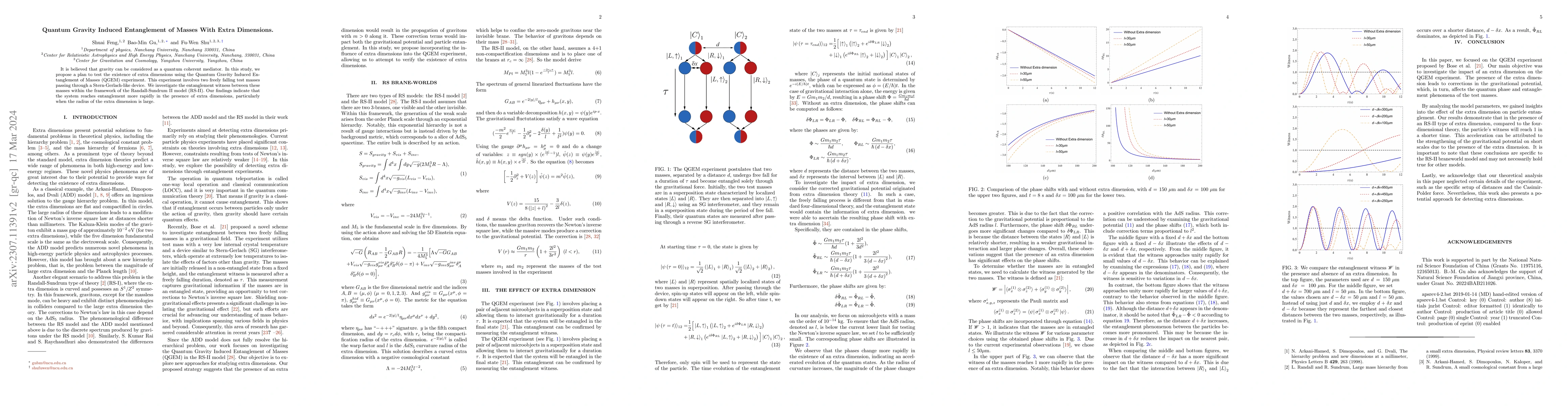 Thumbnail for Quantum Gravity Induced Entanglement of Masses With Extra Dimensions