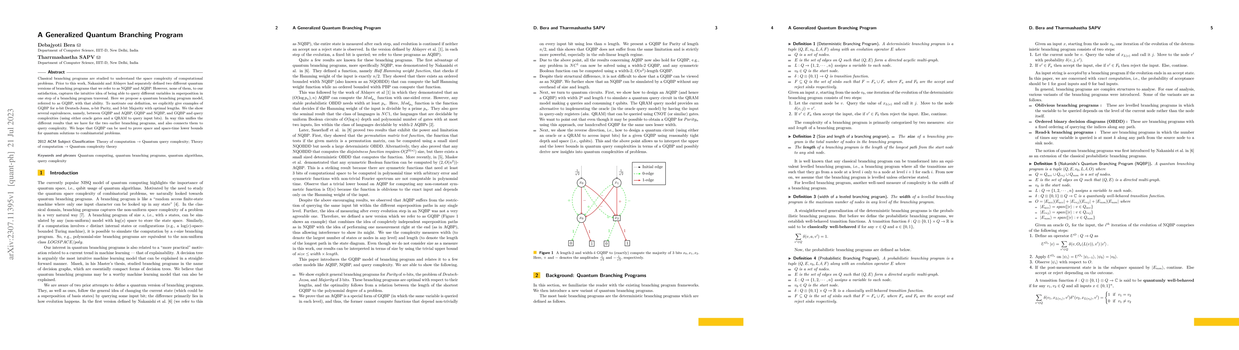 Thumbnail for A Generalized Quantum Branching Program
