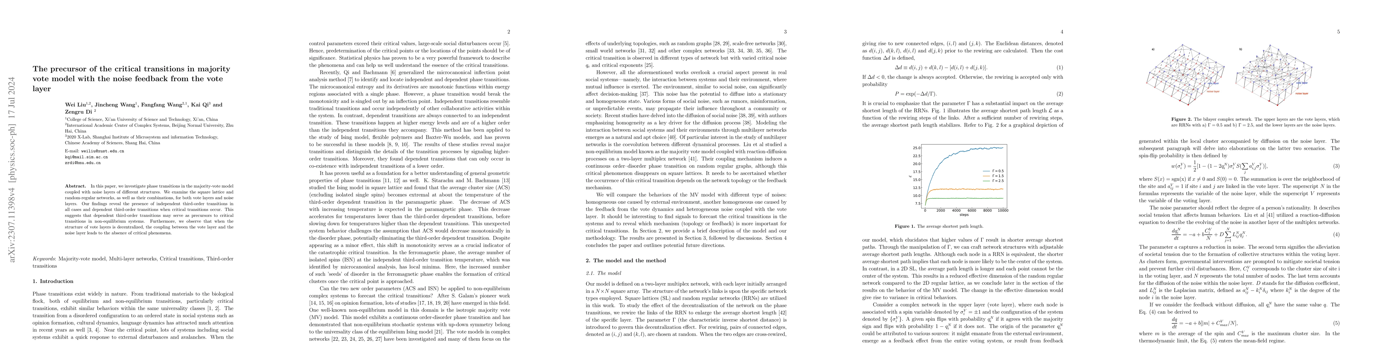 Thumbnail for The precursor of the critical transitions in majority vote model with
  the noise feedback from the vote layer