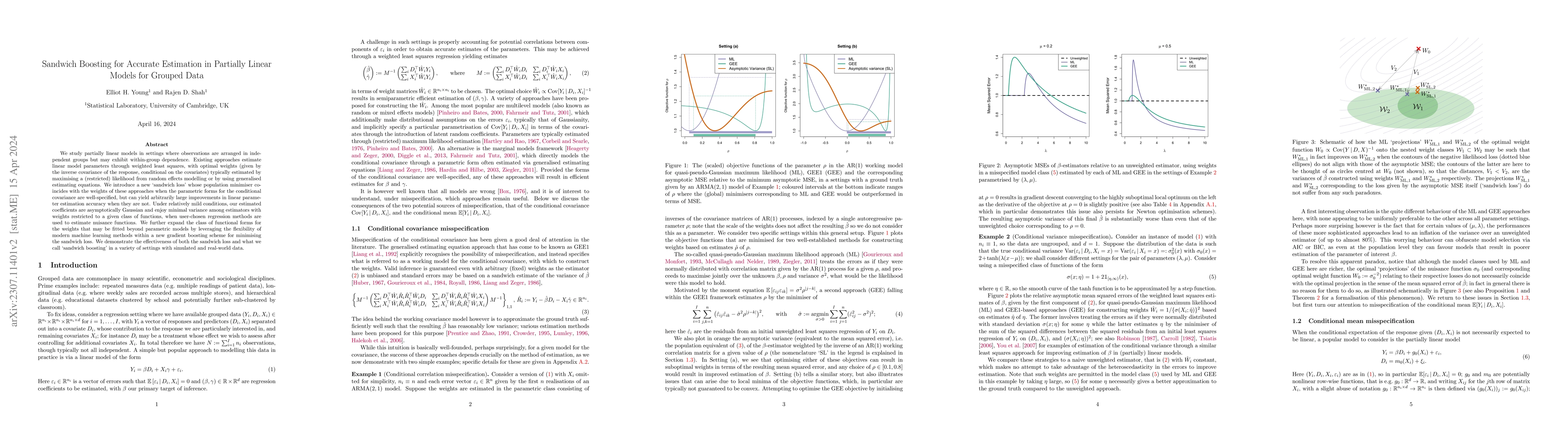 Thumbnail for Sandwich Boosting for Accurate Estimation in Partially Linear Models for
  Grouped Data