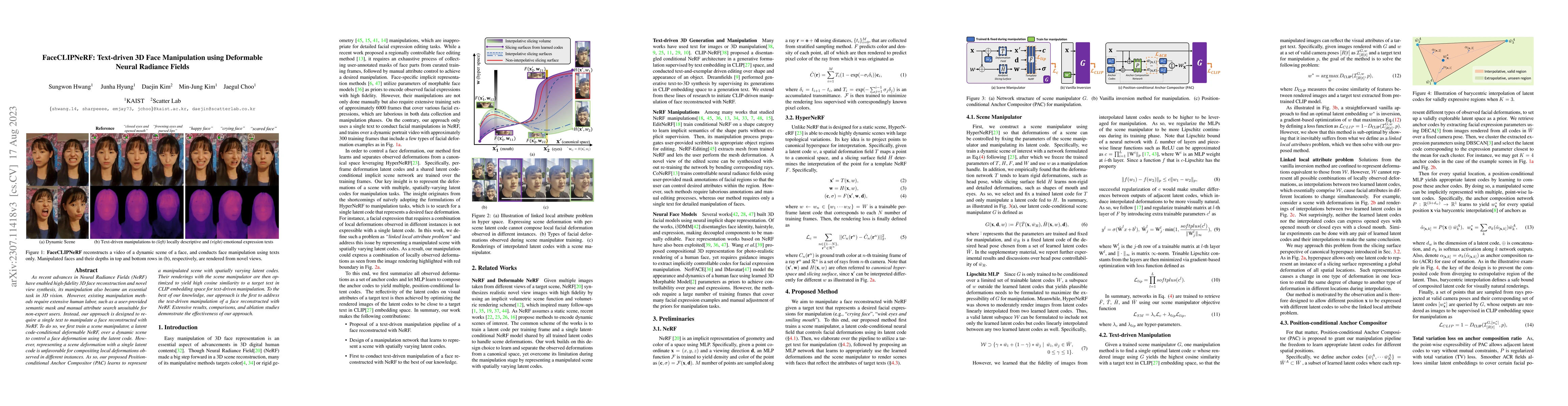 Thumbnail for FaceCLIPNeRF: Text-driven 3D Face Manipulation using Deformable Neural
  Radiance Fields
