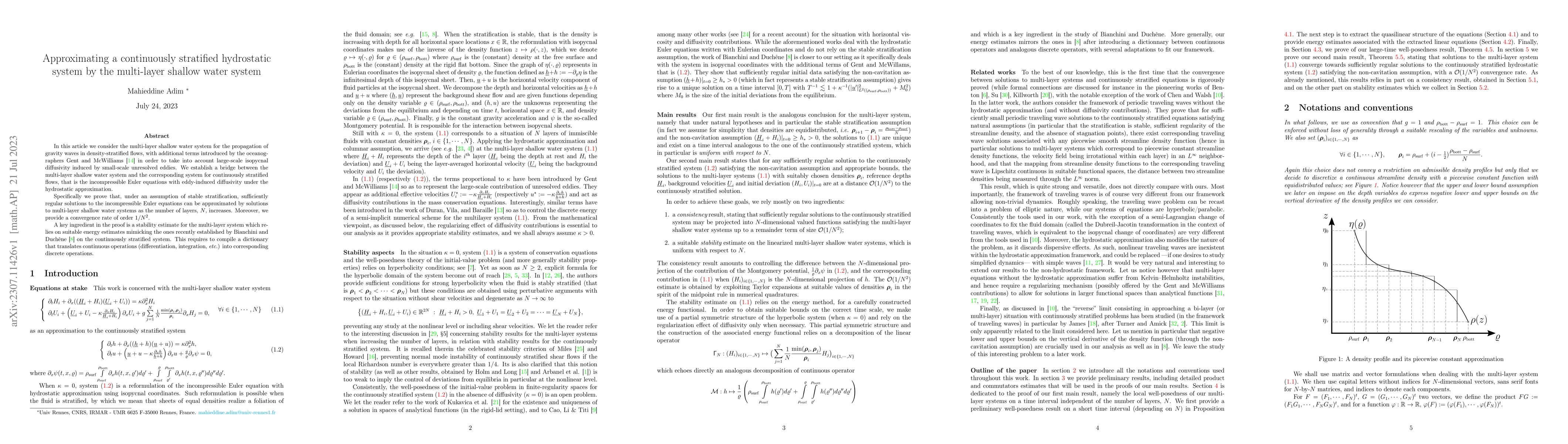 Thumbnail for Approximating a continuously stratified hydrostatic system by the
  multi-layer shallow water system
