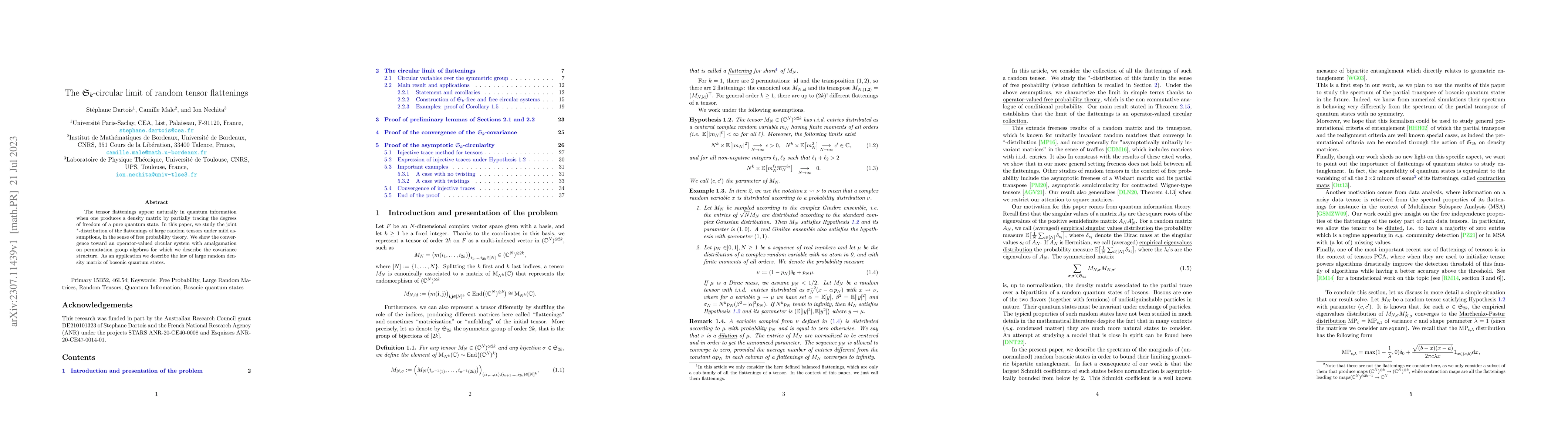 Thumbnail for The $\mathfrak S_k$-circular limit of random tensor flattenings
