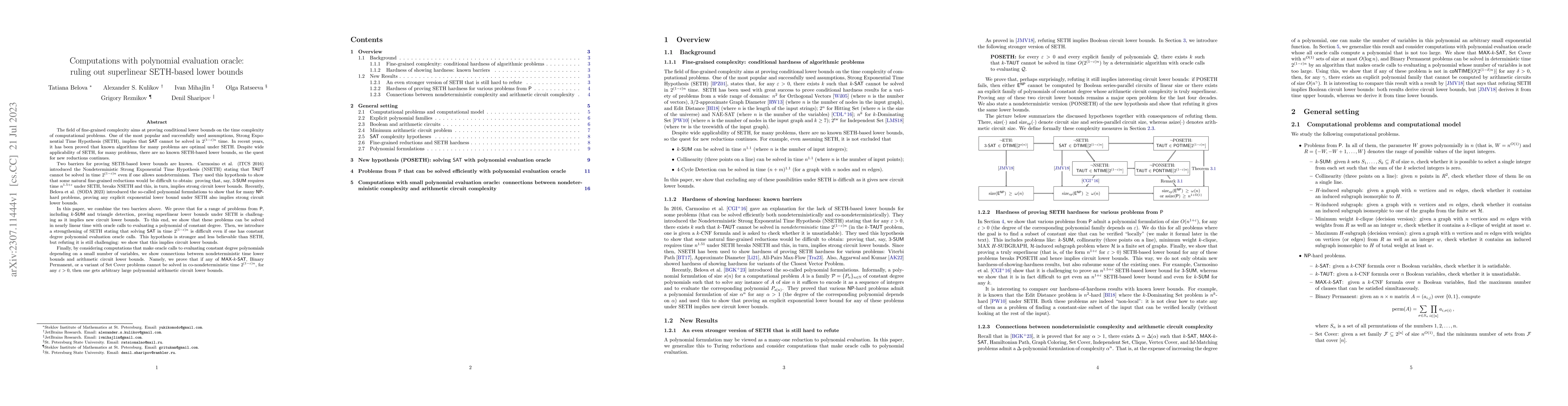 Thumbnail for Computations with polynomial evaluation oracle: ruling out superlinear
  SETH-based lower bounds